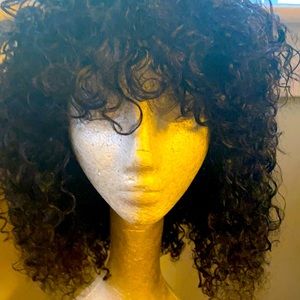 Easy wear human hair curly bob with bang